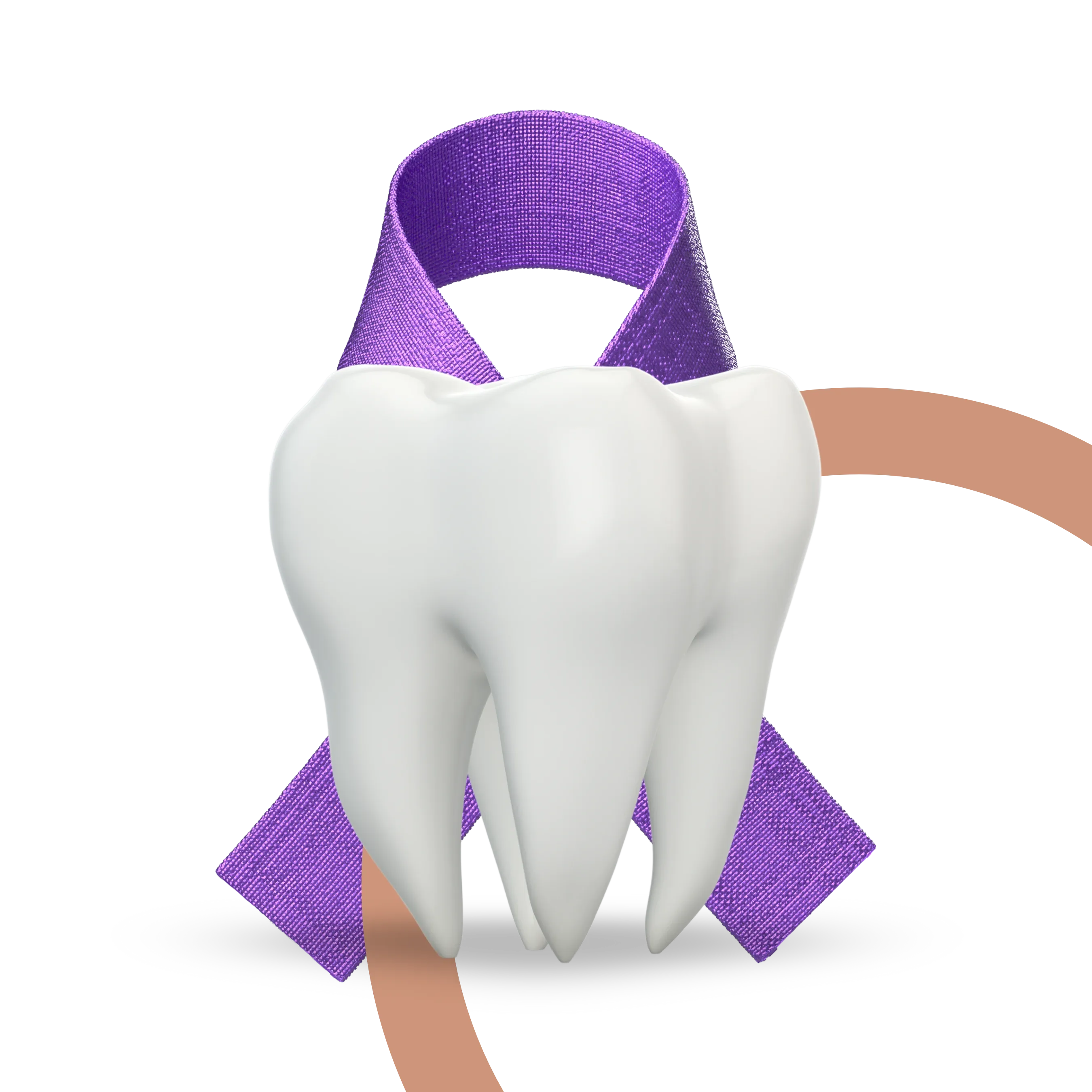 Tooth with an oral cancer awareness ribbon