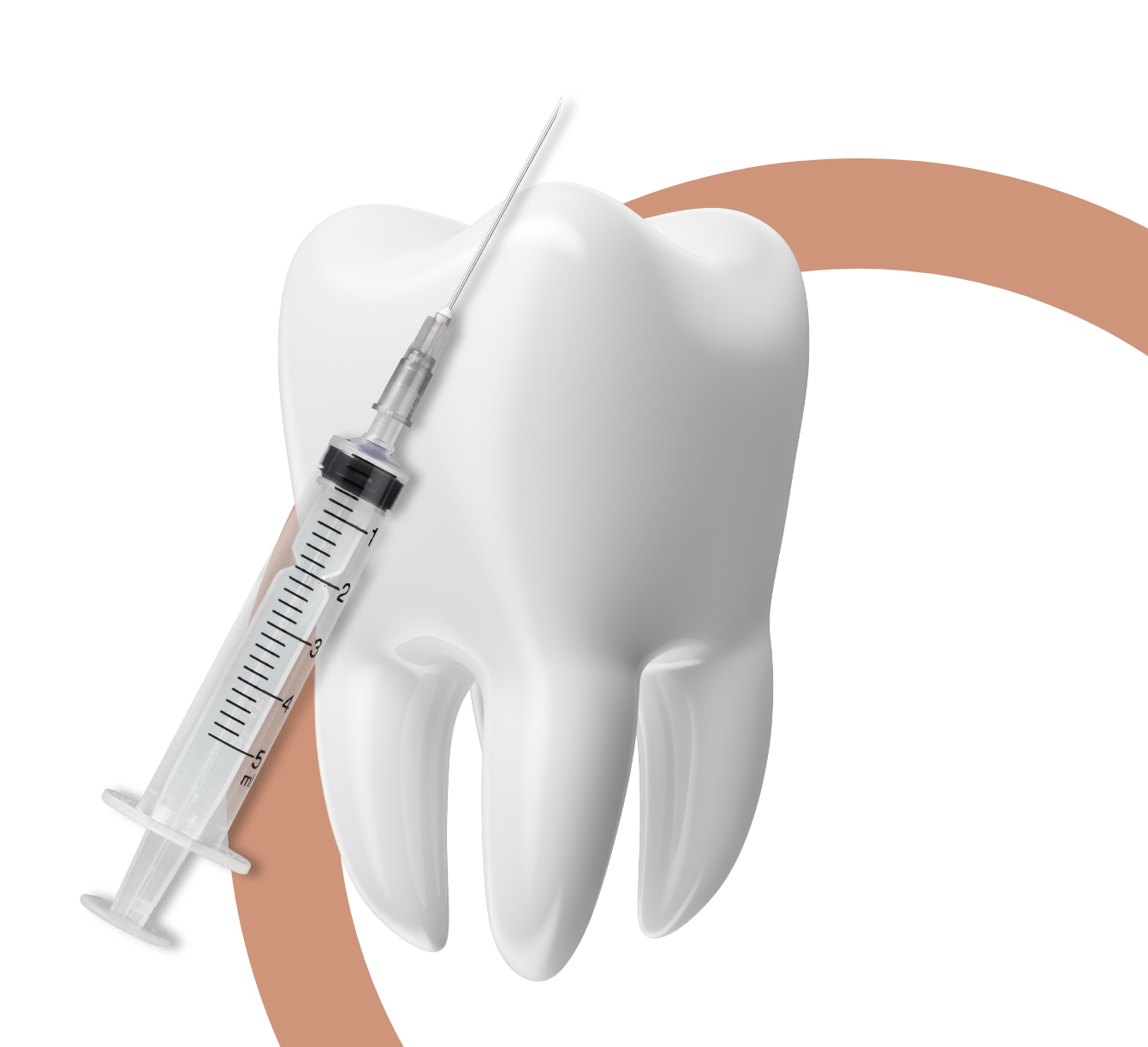 Botox injection next to a tooth