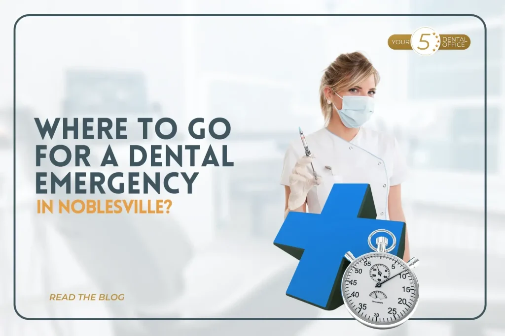 Dental professional with syringe and medical supplies, emergency dental care in Noblesville, Indiana.