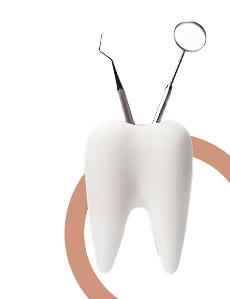 Dental tools and tooth illustration representing scaling and root planing treatment at Skyview Dental in